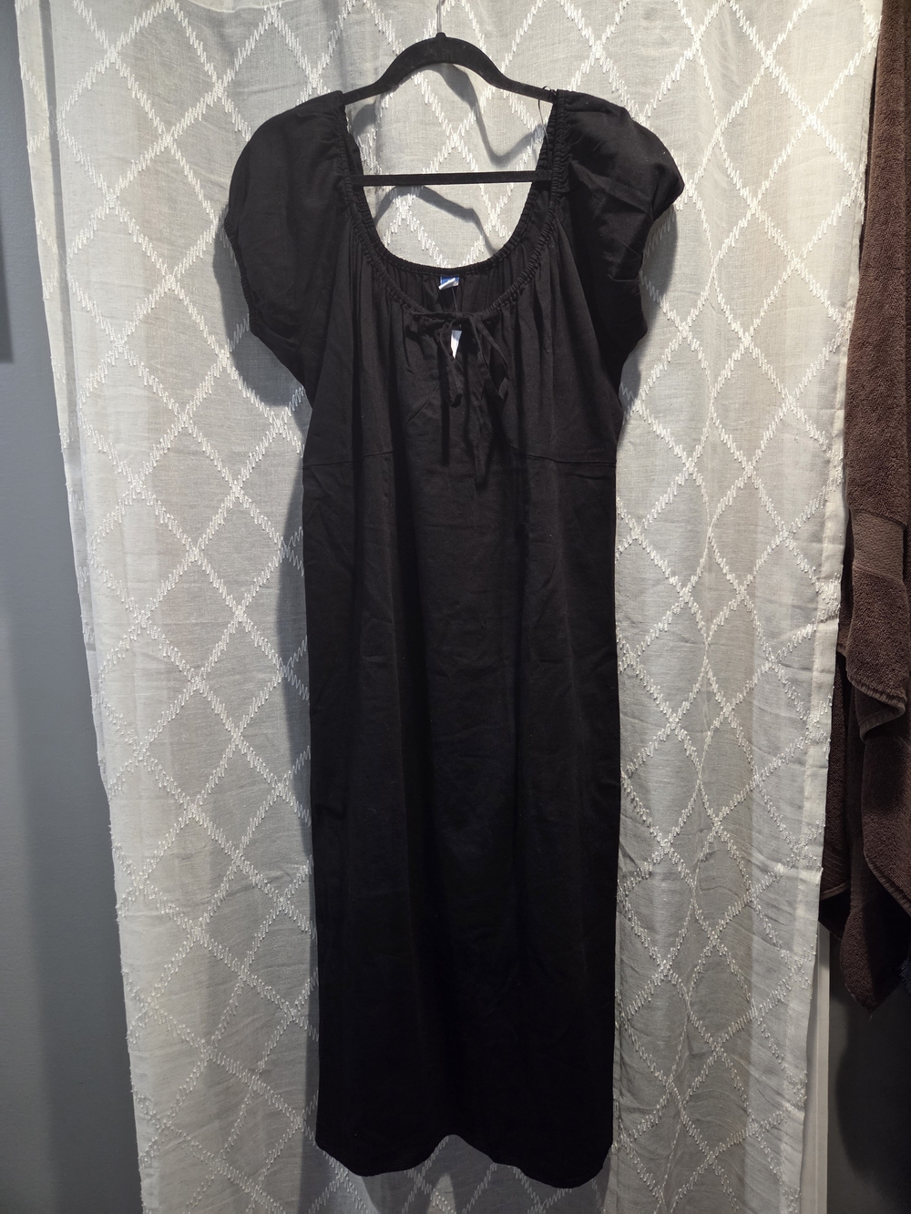 Old Navy Black Midi Dress with Scoop Neck & Tie Detail - Picture 1 of 4